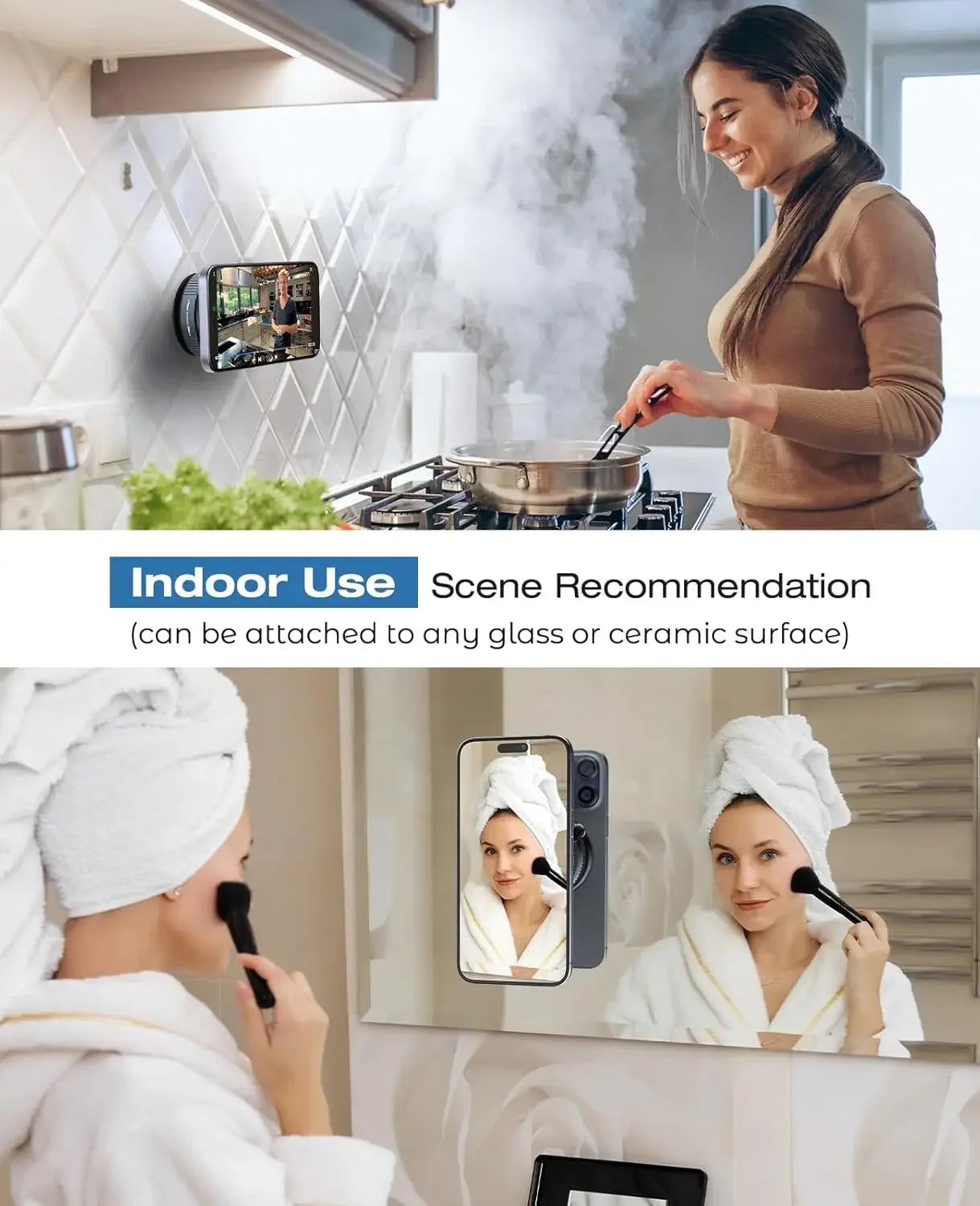 360°Ventouse réglable Support de téléphone magnétique pour voiture Porte-téléphone Aspiration pour salle de sport/miroir/surface lisse Pour tout Smartphone