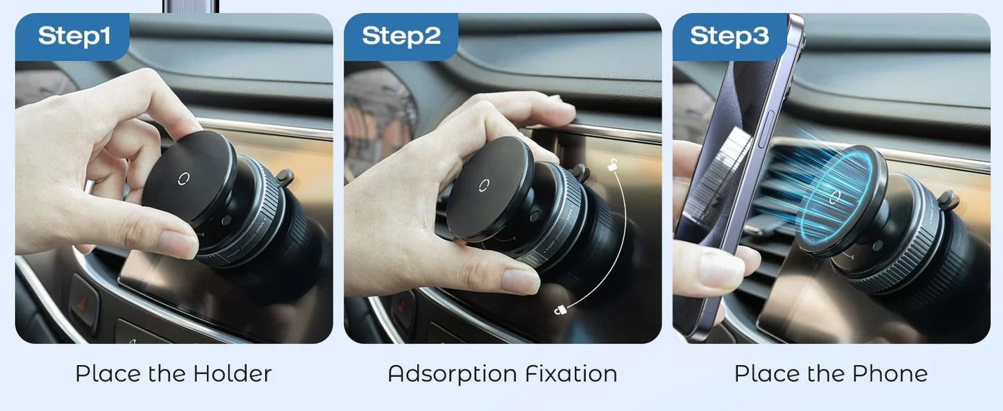 360°Ventouse réglable Support de téléphone magnétique pour voiture Porte-téléphone Aspiration pour salle de sport/miroir/surface lisse Pour tout Smartphone