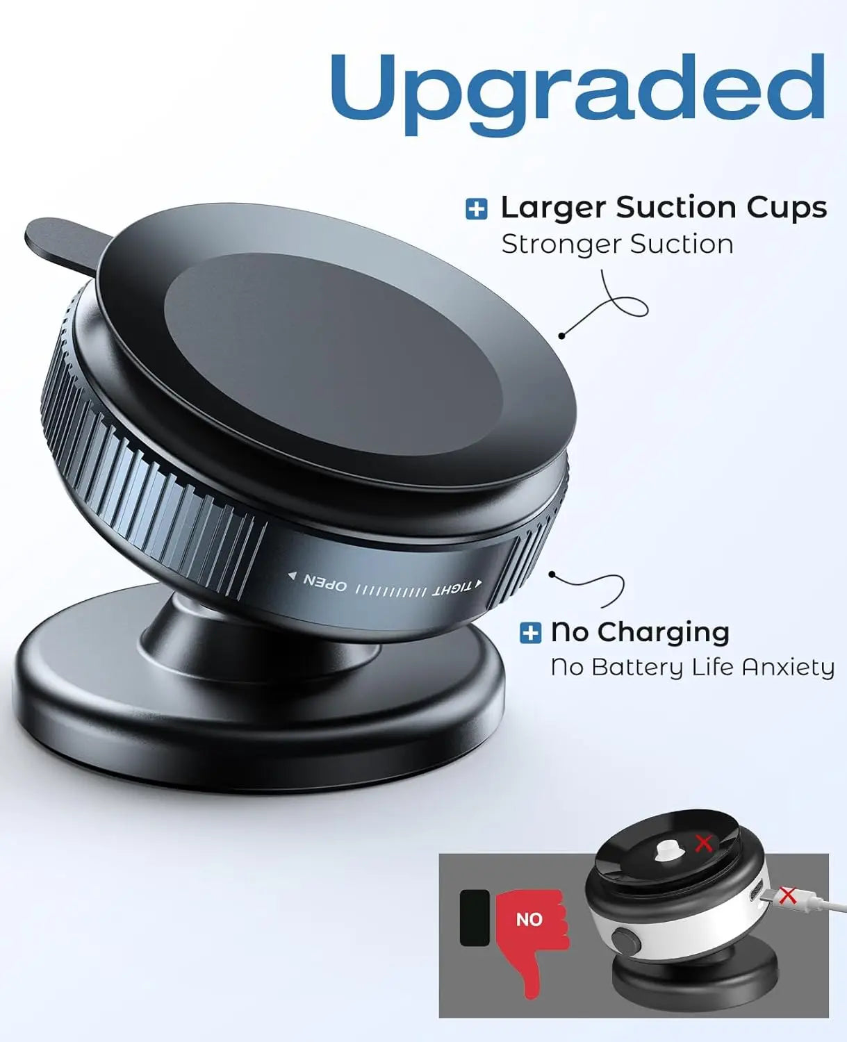 360°Ventouse réglable Support de téléphone magnétique pour voiture Porte-téléphone Aspiration pour salle de sport/miroir/surface lisse Pour tout Smartphone