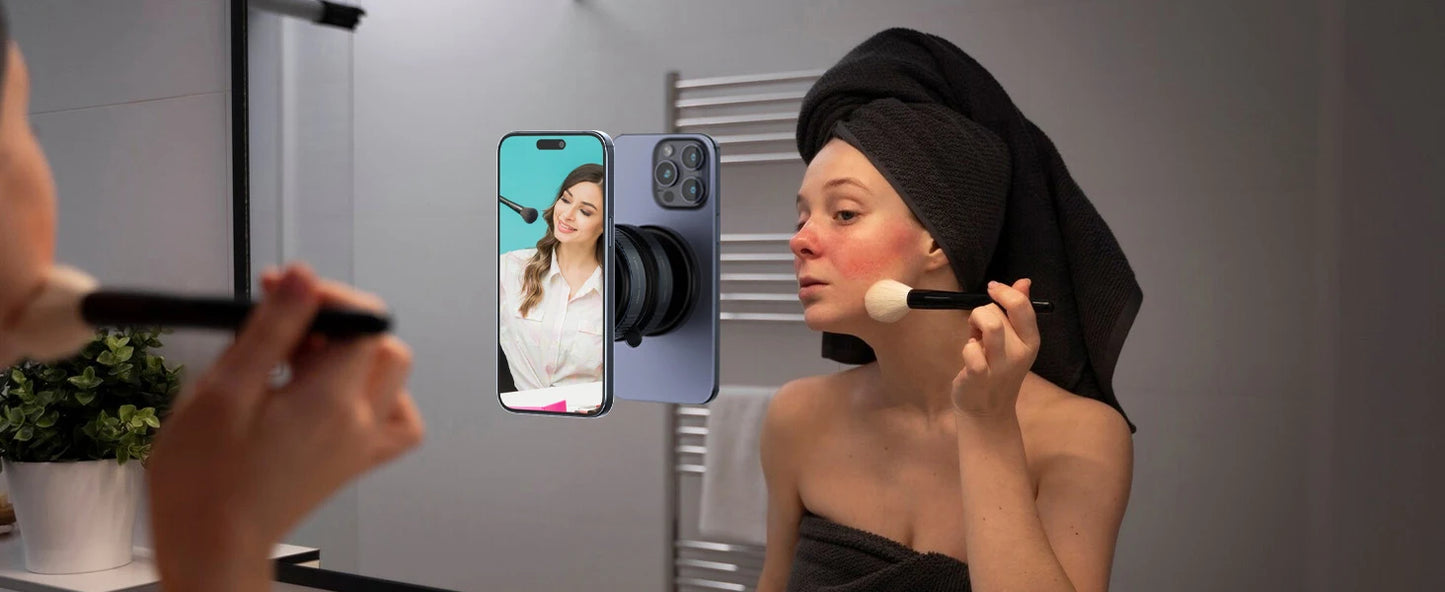 360°Ventouse réglable Support de téléphone magnétique pour voiture Porte-téléphone Aspiration pour salle de sport/miroir/surface lisse Pour tout Smartphone
