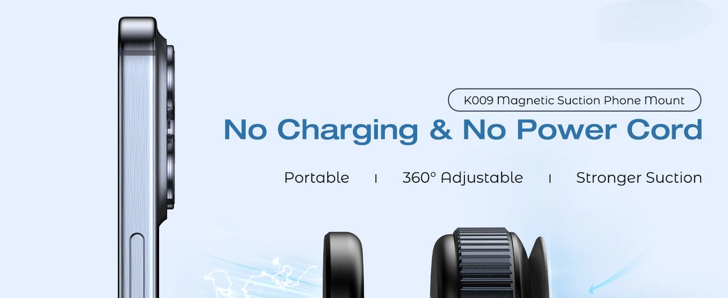 360°Ventouse réglable Support de téléphone magnétique pour voiture Porte-téléphone Aspiration pour salle de sport/miroir/surface lisse Pour tout Smartphone