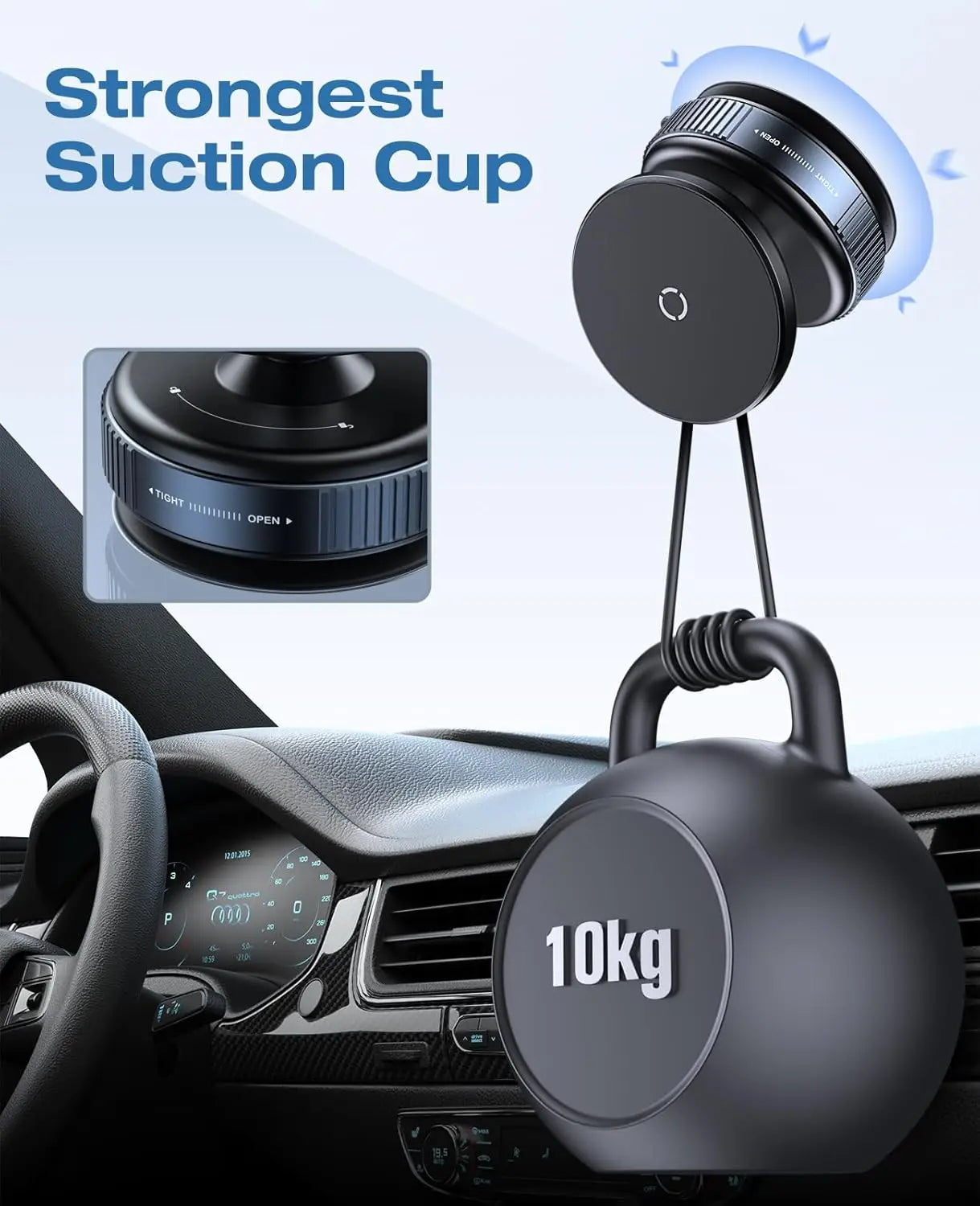 360°Ventouse réglable Support de téléphone magnétique pour voiture Porte-téléphone Aspiration pour salle de sport/miroir/surface lisse Pour tout Smartphone