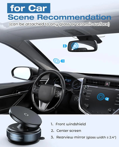 360°Ventouse réglable Support de téléphone magnétique pour voiture Porte-téléphone Aspiration pour salle de sport/miroir/surface lisse Pour tout Smartphone